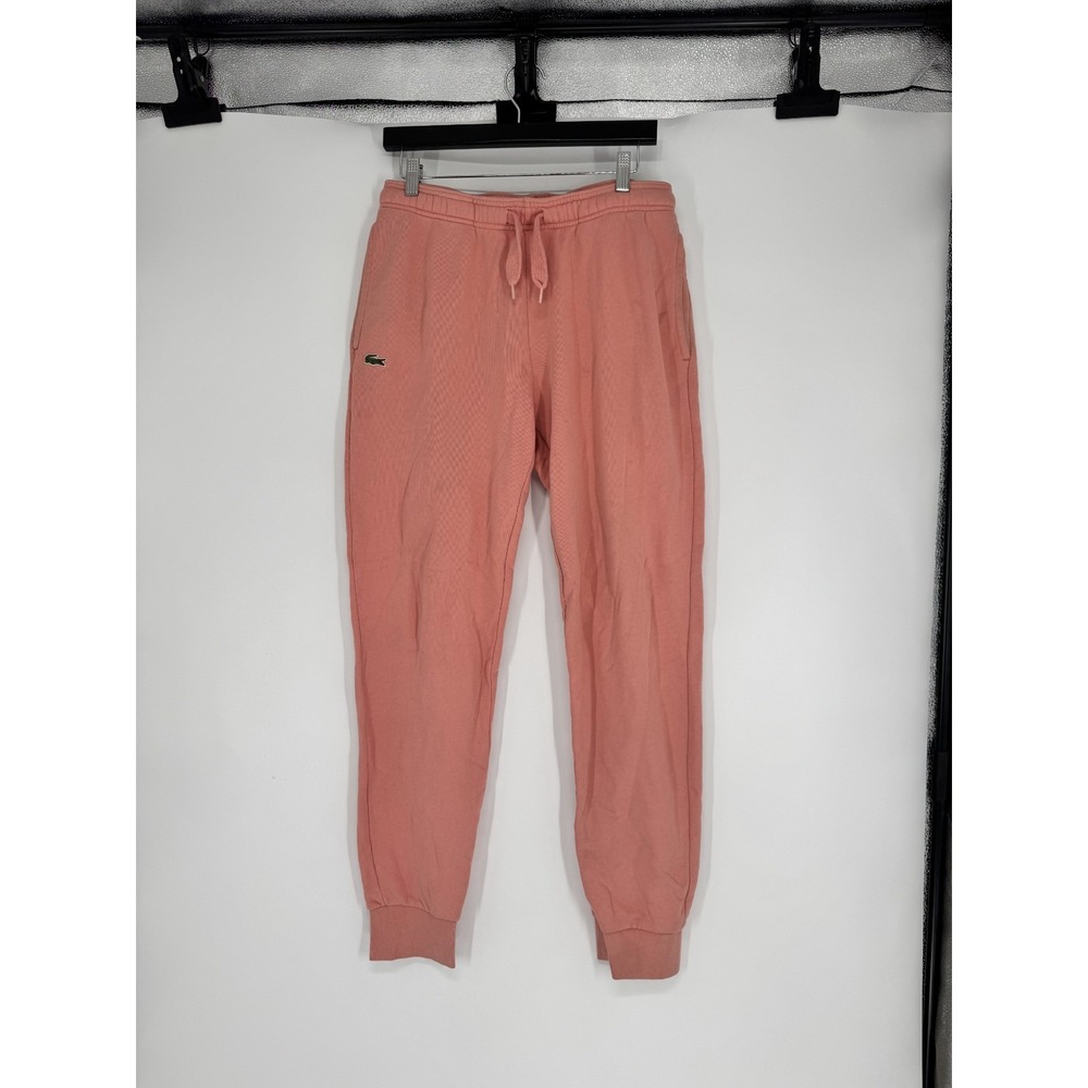 Lacoste Sport Sweatpants Joggers Mens Medium Tapered Salmon Pink Performance